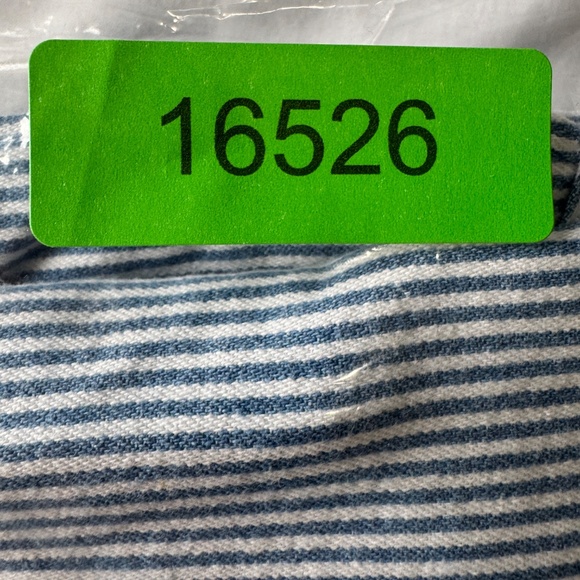 Vintage Lemon Grass Womens Striped Denim‎ Button Up Shirt Blue/White Large Train - Picture 15 of 15